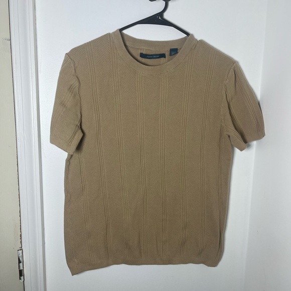 PERRY ELLIS 100% cotton womans small ribbed knit short sleeve sweater top - Picture 2 of 6